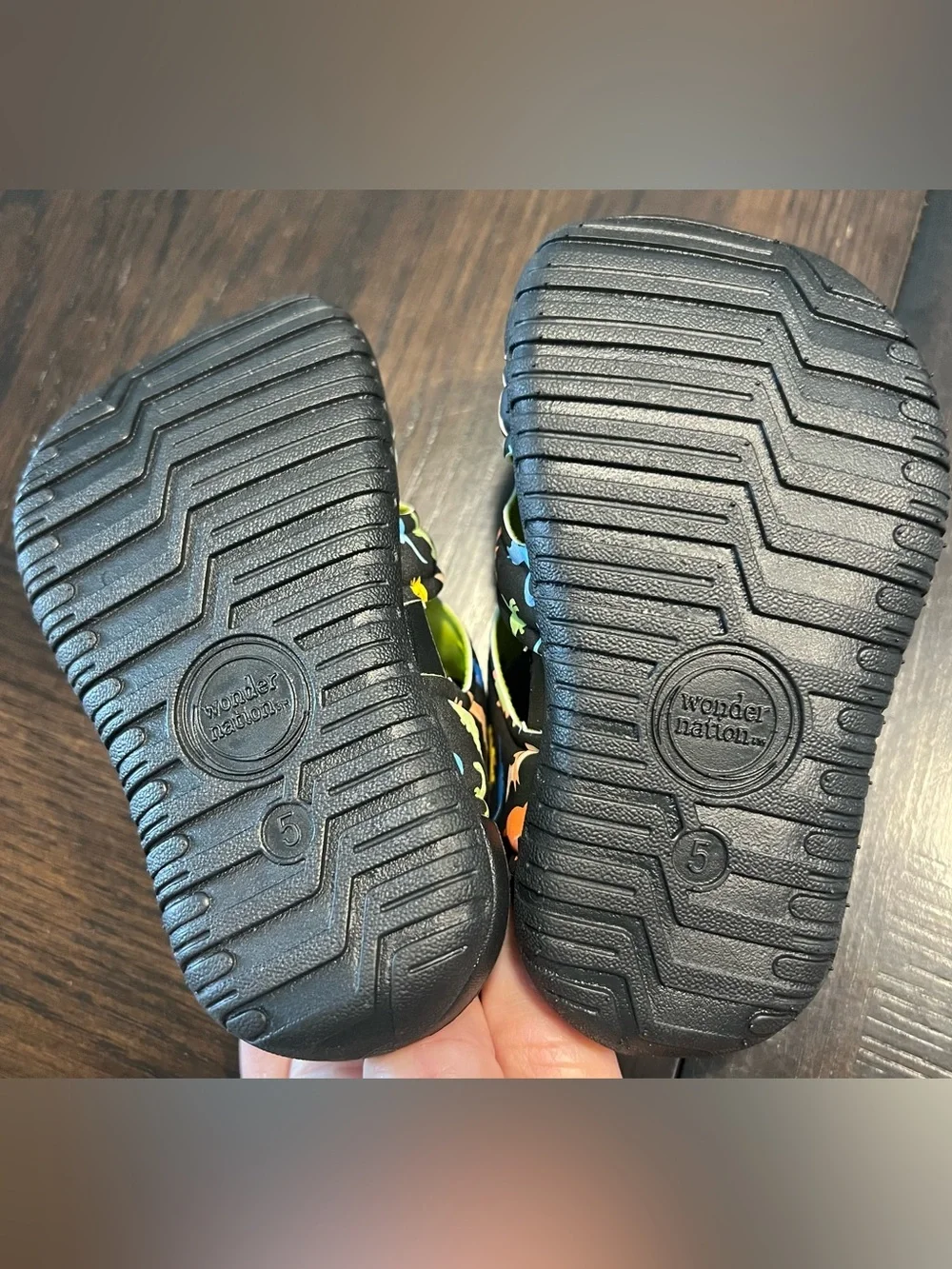 Kids Dinosaur Print Black Sandals